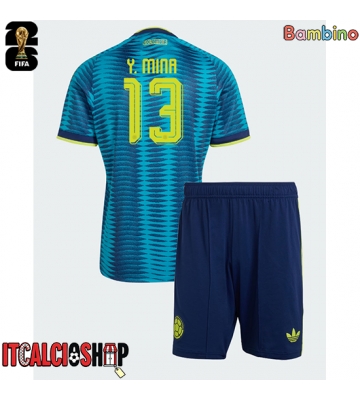 Colombia Yerry Mina #13 Seconda Maglia Bambino Mondiali 2026 Manica Corta (+ Pantaloni corti)